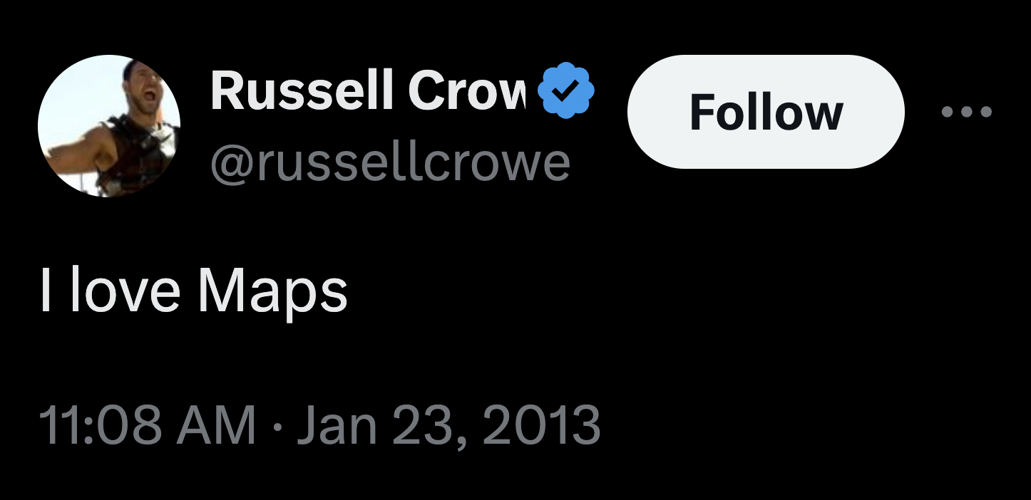 screenshot - Russell Crow I love Maps